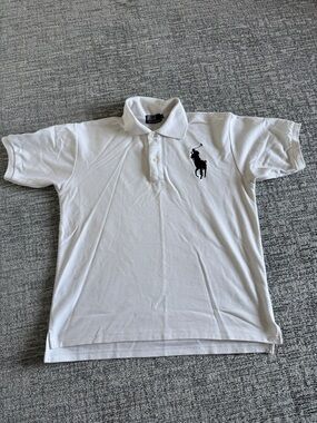 Ralph Lauren White Polo with Navy Big Pony Embroidery